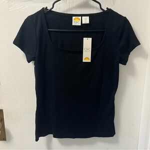 C&C California Women’s Short Sleeve Round Neck Top In Black. Never Worn With Tag